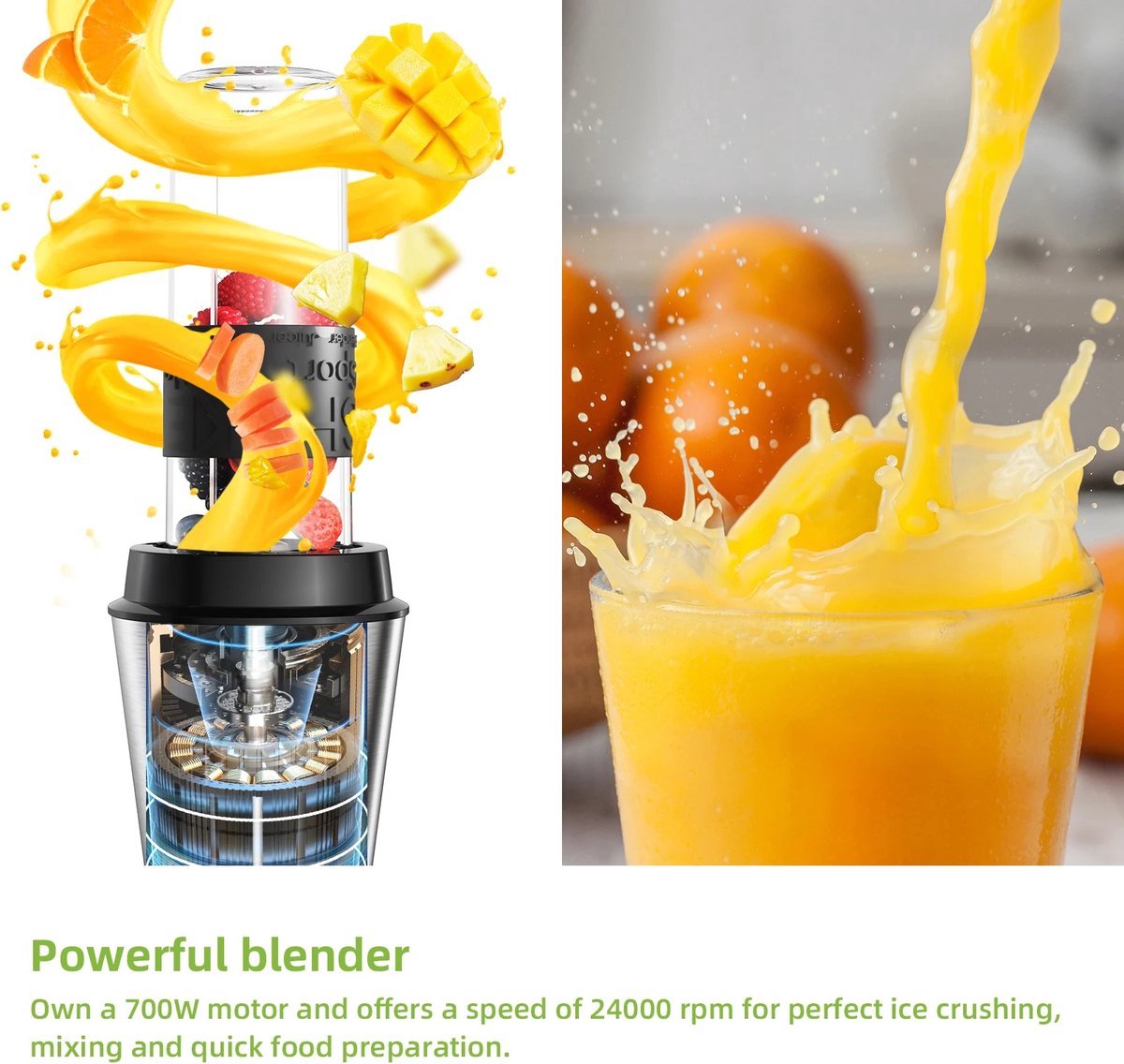 Multifunctionele Keukenmachine 3-In-1 - 700W - 1.2 liter - Makkelijk Schoon Te Maken - Compact - Juicer - Maler - Blender - Hakmolen - Smoothie - Mixer – foto 7