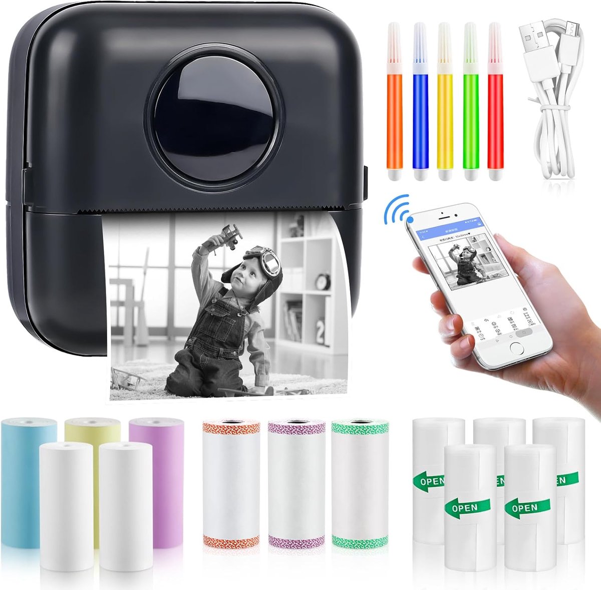 Draagbare Mini Fotoprinter - Draadloze Thermische Printer voor Notities en Herinneringen