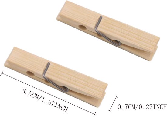 CraftWerk Mini-wasknijpers, verpakking van 100 stuks, kleine houten knijpers om te knutselen en foto op te hangen, ideaal als decoratie voor adventskalender, 2,5 cm