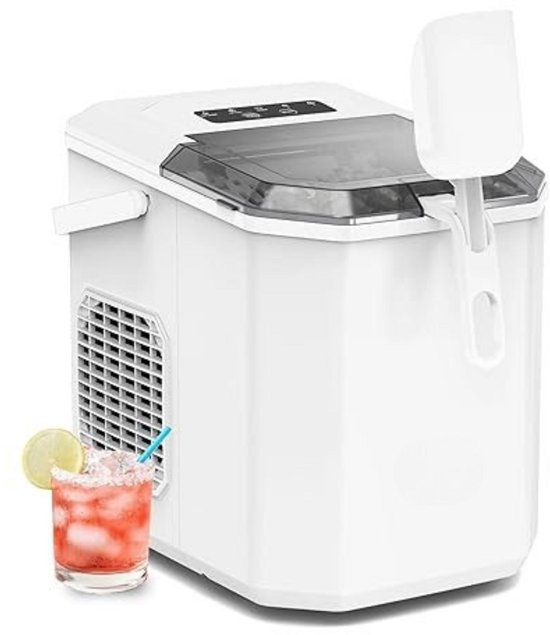 ICEPURE IJsblokjesmachine, klein, draagbare ijsblokjesmachine, 9 ijsblokjes in 8 minuten, 20 kg ijs in 24 uur, perfect voor thuis, kantoor, bar, picknick
