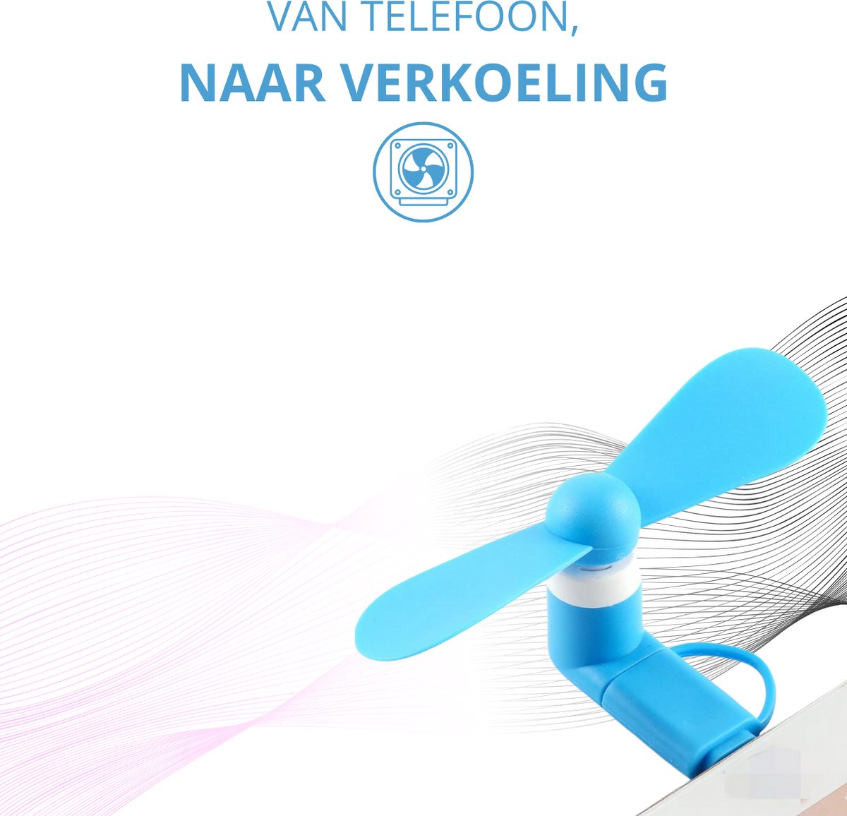 Twenty4seven® Mini Ventilator Set voor Smartphone - 3 Stuks - Handventilator - Draagbare Waaier Handwaaier - Hand Fan Draadloos - Geschikt voor USB-C, Micro-USB en Lightning — afbeelding 5