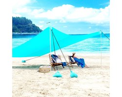 Strandtent met 2 palen voor Bescherming Tegen de Zon - Zonnekap voor Strandtuin Campingterras 215x200cm