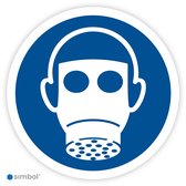 Simbol® - Autocollants Il est obligatoire de porter une protection respiratoire (M017) - Taille 15 x 15 cm.