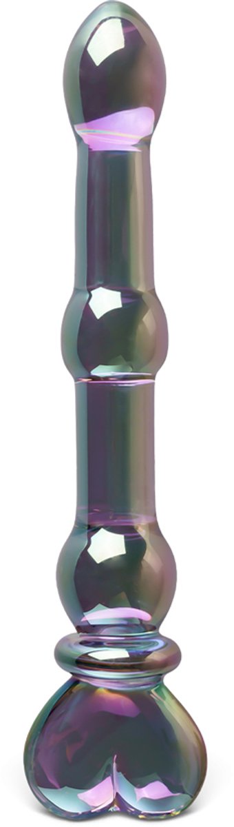 Exclusieve Regenboog Glazen Dildo – Luxe Parelmoer Afwerking en Unieke Ribbelstructuur