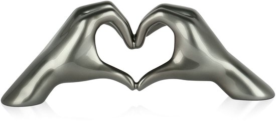 VICASKY Bruiloft Liefde Hart Beeldje Hand Hartvormige Sculptuur Desktop Romantische Display Hart Model Tafel Middenstuk Beige