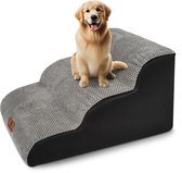 Lunspets Hondentrap - Hondentrapje voor Honden - Honden Opstapje - Wasbare Overtrek - 55 x 40 x 35 cm - Hondenloopplank - Grijs
