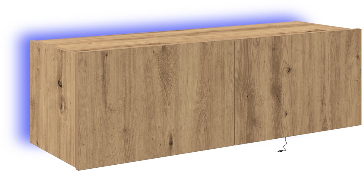 VidaXL Tv-wandmeubel met LED-verlichting 80x35x31 cm grijs sonoma - Kantoormeubelen Plus