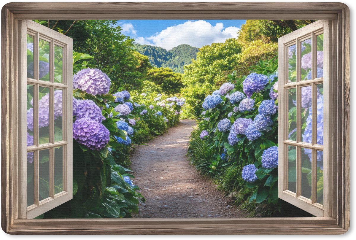 Muismat 27x18 cm - Mousepad Doorkijk - Hortensia - Pad - Natuur - Muismatten