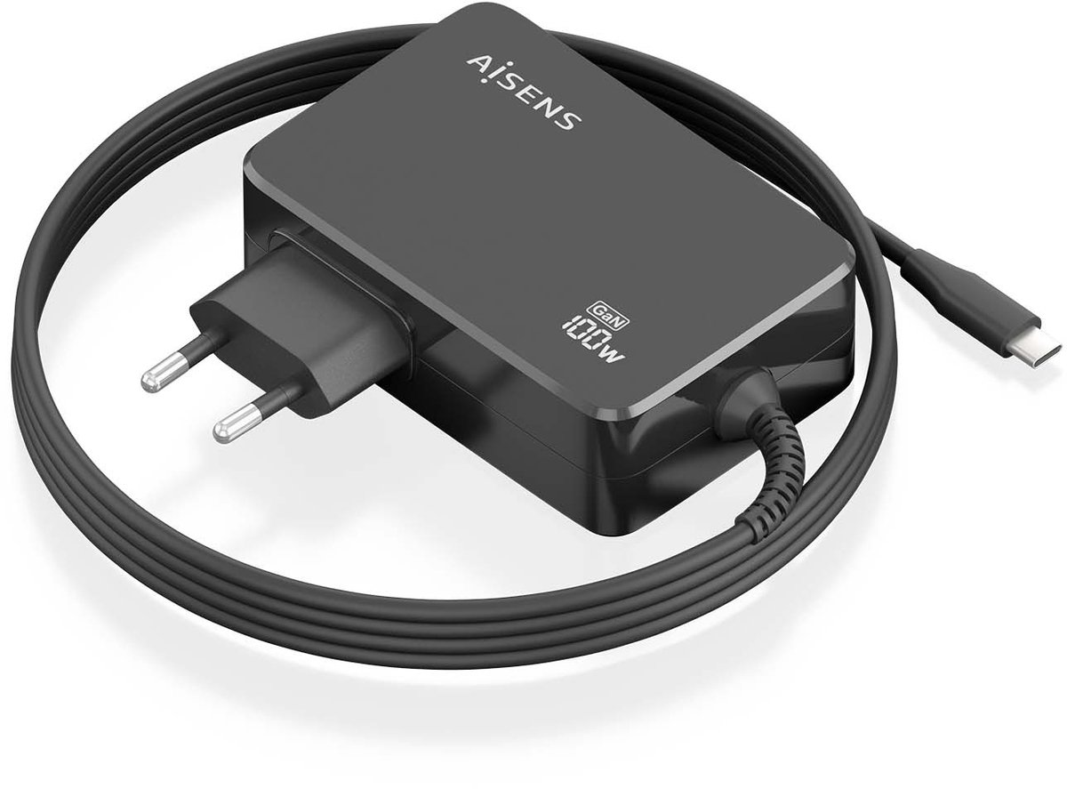 AISENS ASCH-1PD100WL50-BK oplader voor mobiele apparatuur Digitale camera, GPS, Mobiele telefoon, Laptop, Smartphone, Tablet, Universeel Zwart AC Snel opladen Binnen