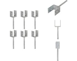 vidaXL - Grondankers - 6 - st - 8x6x30 - cm - gegalvaniseerd - staal - zilverkleurig
