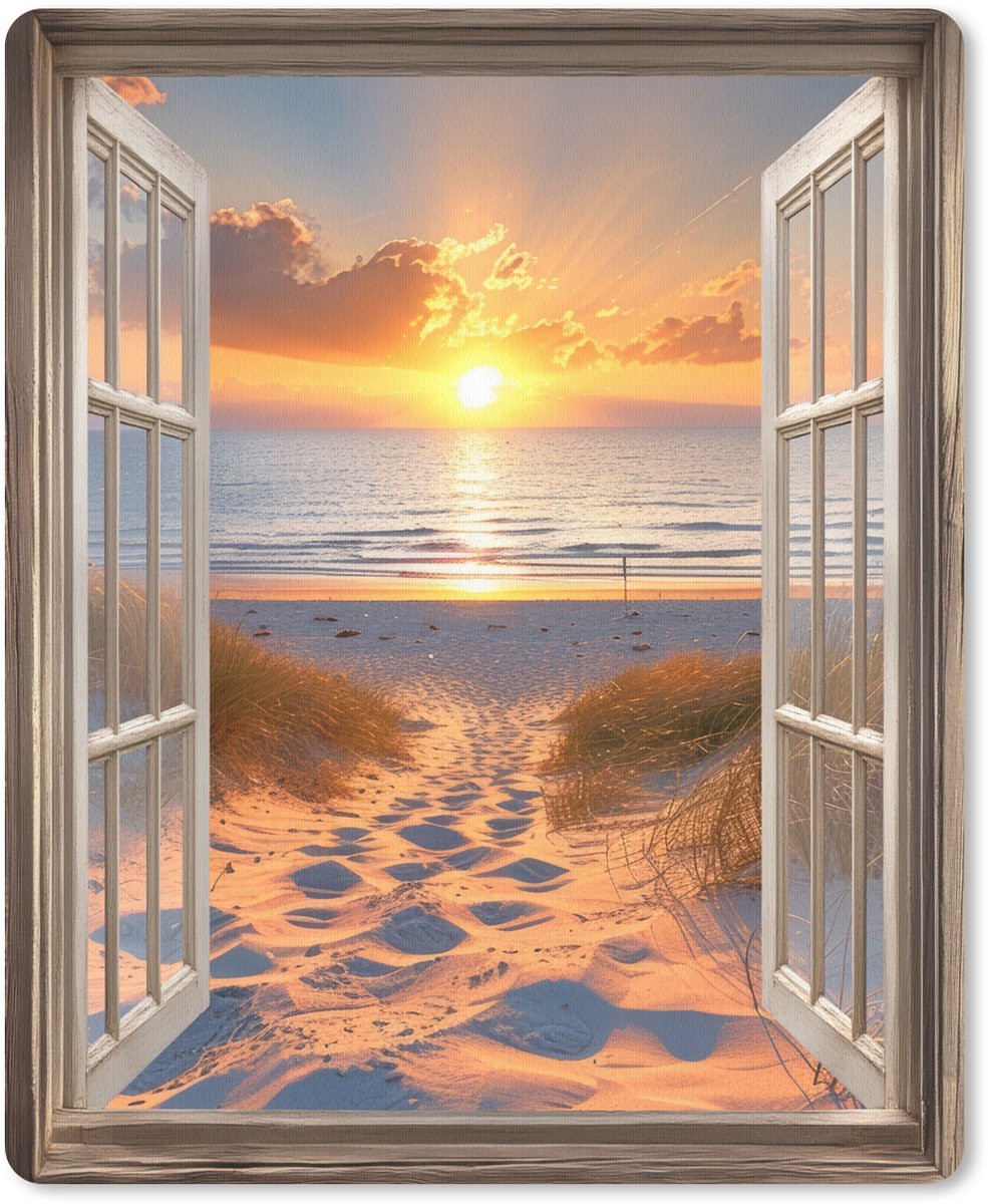 Muismat 19x23 cm - Mousepad Doorkijk - Strand - Duinen - Zonsondergang - Muismatten