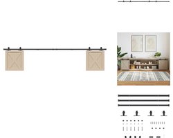 vidaXL Schuifkastdeur Kit - Schuifkastdeur Kits - Schuifkastdeur Hardware - Schuifdeur Track Kit - Ophangset voor schuifdeur 244 cm koolstofstaal