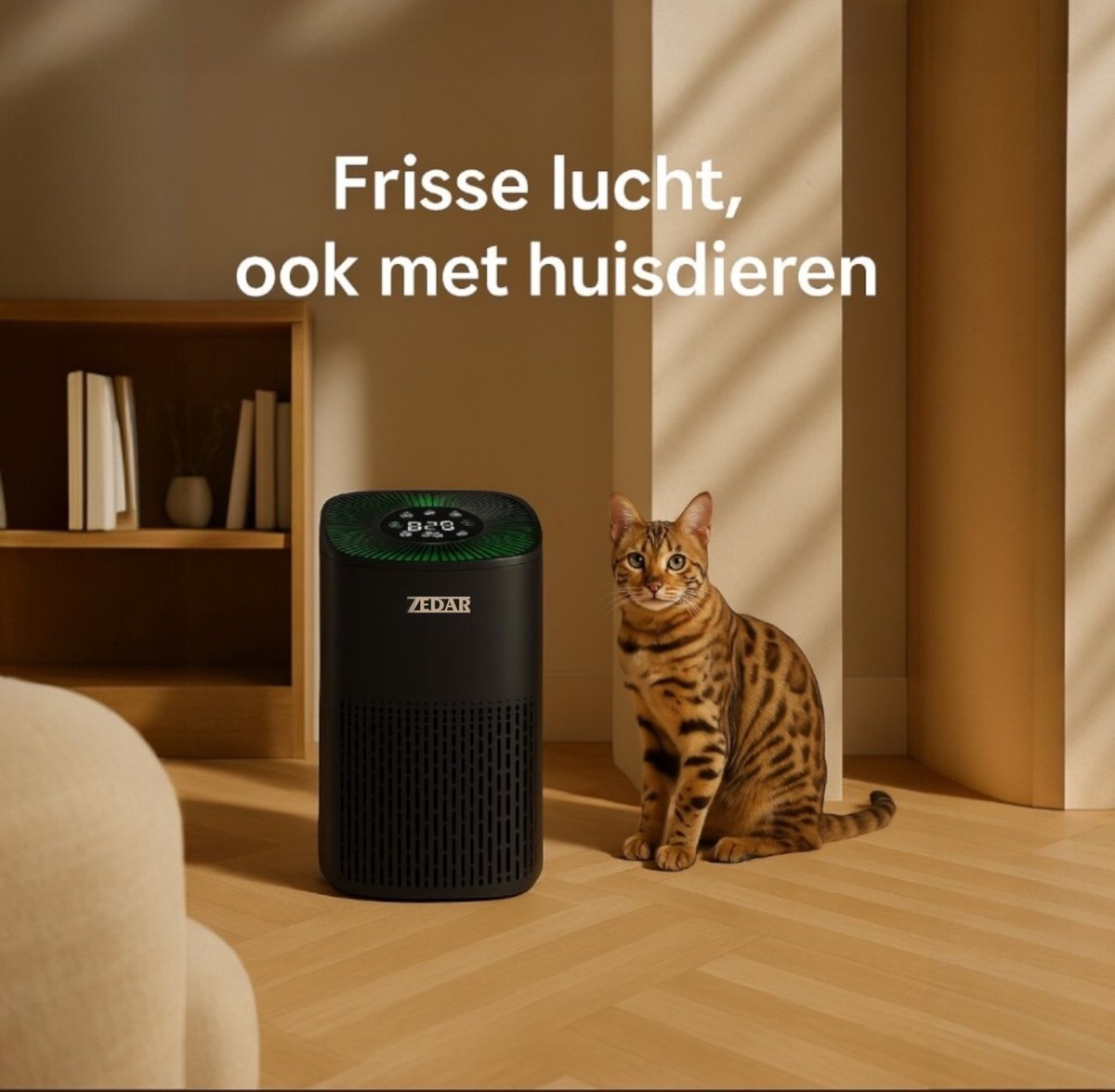 Luchtreiniger / Air Purifier met APP en 2x HEPA 13 filter + koolstoffilter - Werkt tegen huisstofmijt, hooikoorts, allergie, stof, - 210 m³/u - Zedar L600 — afbeelding 2