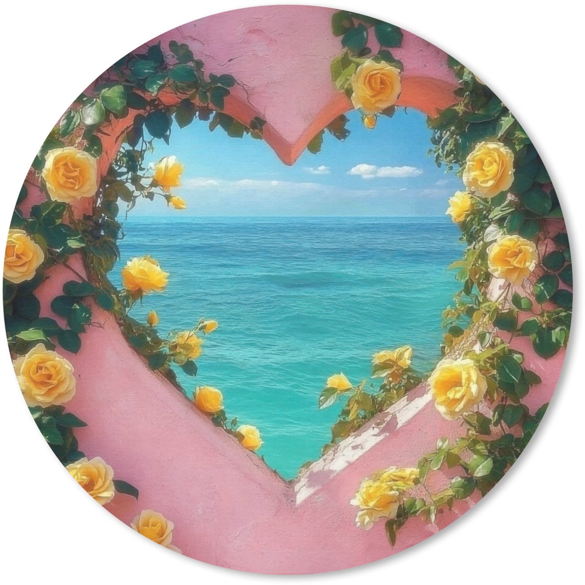 Muismat rond 50x50 cm - Mousepad Hart - Zee - Muur - Ronde muismatten