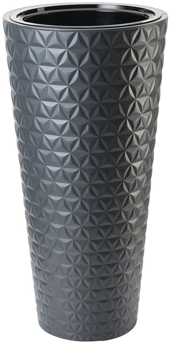 Form Plastic Plantenpot/bloempot Diamond - kunststof - antraciet - D40 x H80 cm - met binnenpot