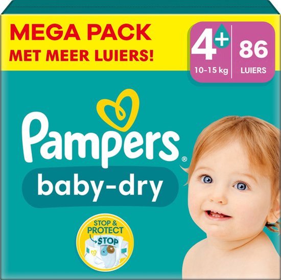 Pampers - Baby Dry - Maat 4+ - Mega Pack - 86 stuks - 10/15 KG
