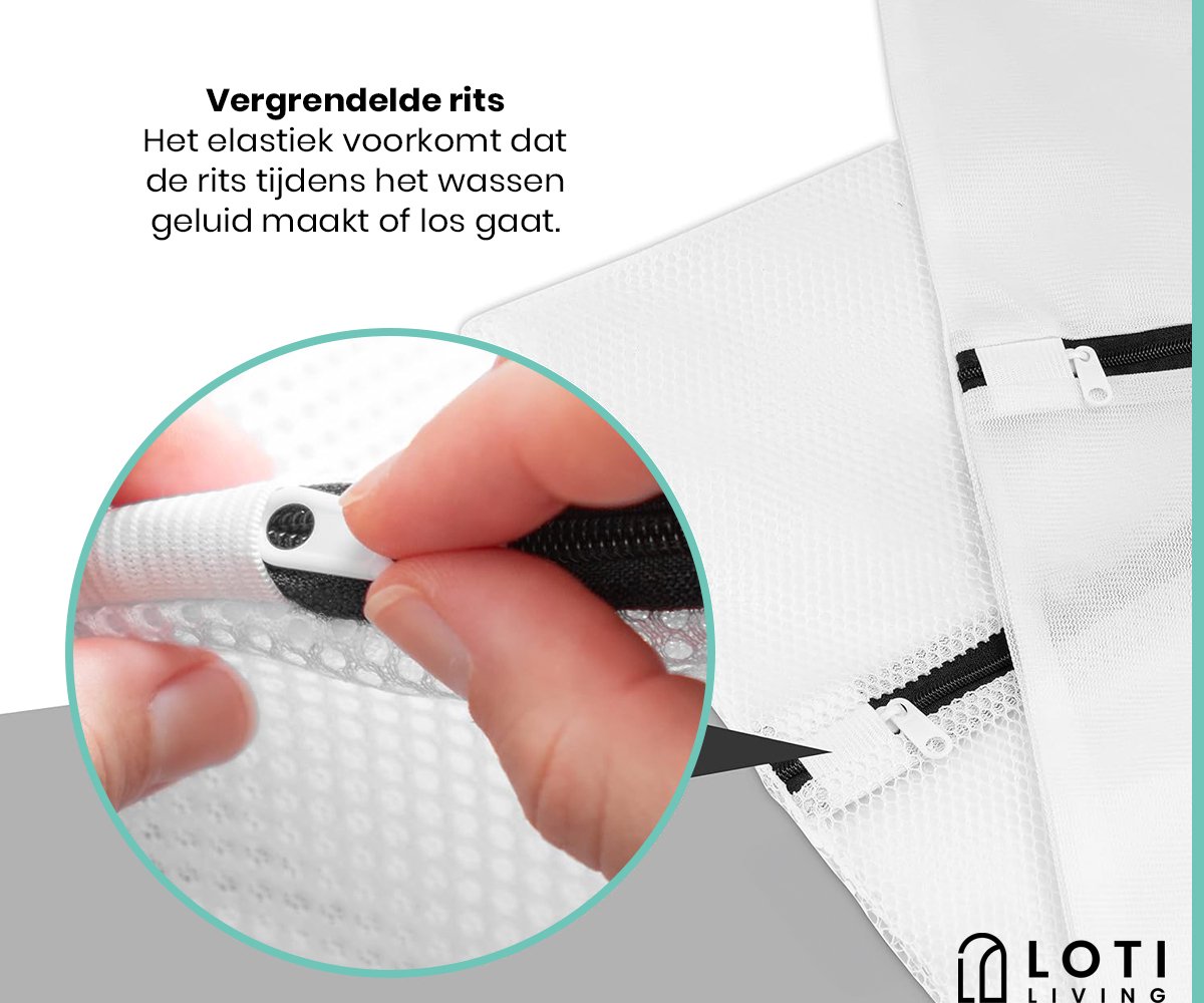 Loti Living Grote Waszakken Set 2 stuks – 60x90 cm – Waszak voor Beddengoed, Handdoeken & Kleding – Wasnet voor Wasmachine – Wit — afbeelding 4
