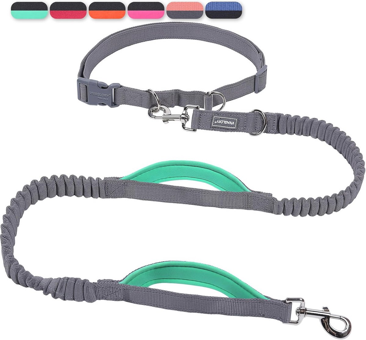 Handsfree Hondenriem met Dubbele Anti-Shock Bungees voor Joggen en Training