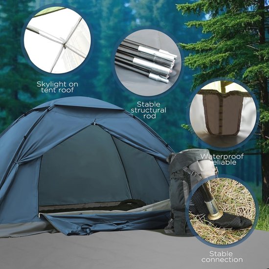 Ultralichte en Waterdichte Campingtent voor 1-4 Personen - Eenvoudig Op te Zetten, Ideaal voor 3-4 Seizoenen, Perfect voor Kamperen en Wandelen van Merkloos — afbeelding 5