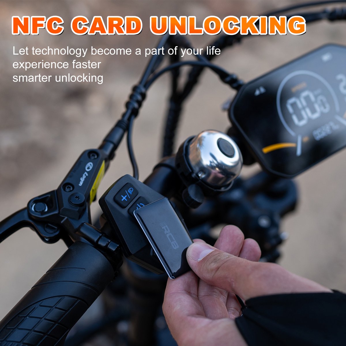RCB Elektrische fatbike - 48V 20.8Ah Mountainbike - Actieradius 100km - 25km/u - 250W motor - 7 versnellingen - met App en NFC -Zwart - afbeelding 3