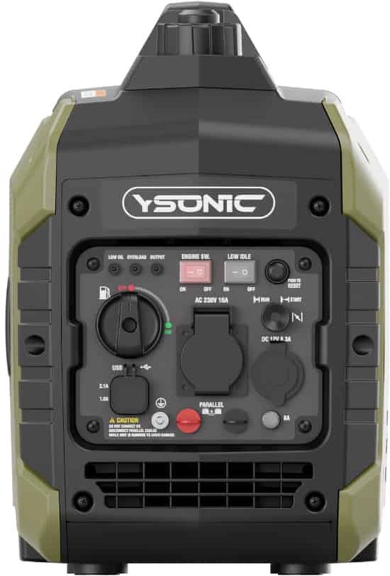 YSONIC YS2300i Inverter Generator - Aggregaat - 2KW - 230V Benzine Stroomgenerator - USB - Autolader en Parallel Poort - Fluisterstil 58 dB - Olie en Overload Alarm
