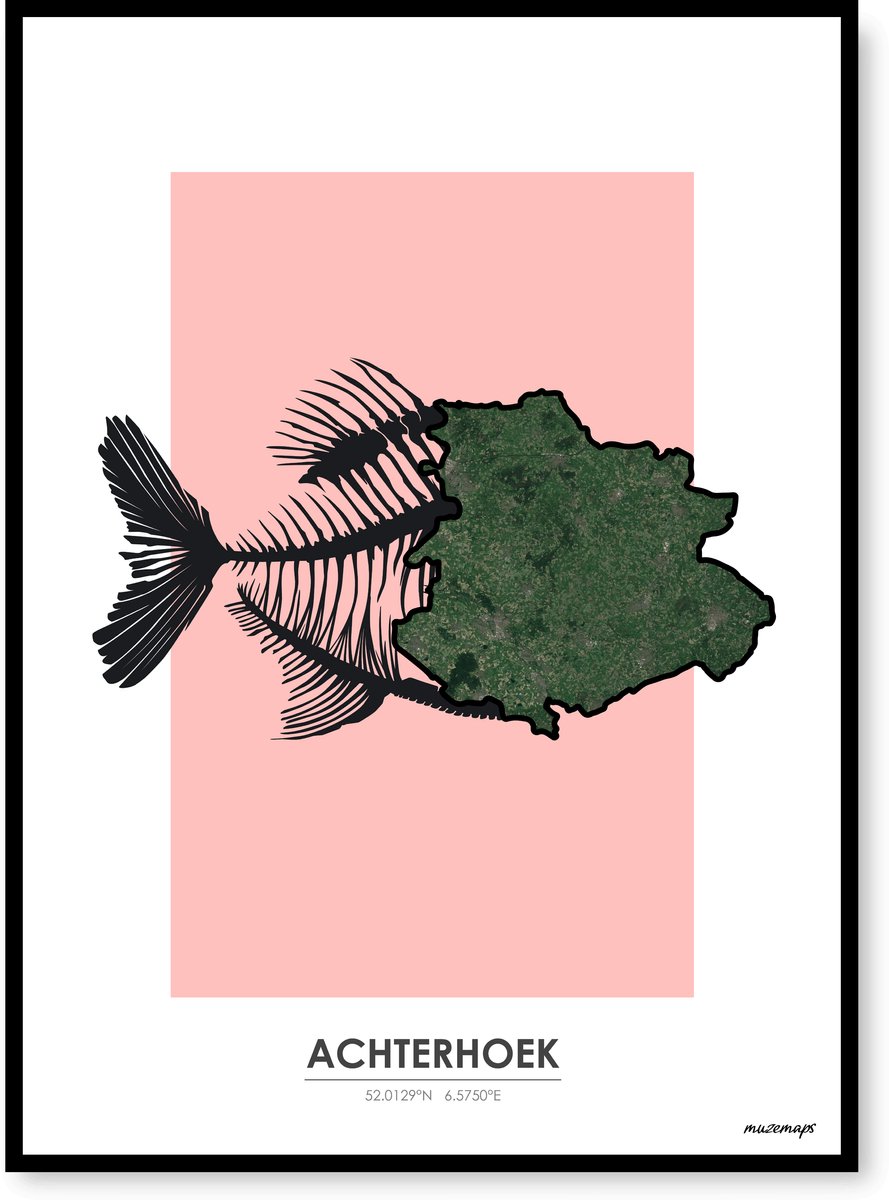 Poster Achterhoek - Handgemaakte stadskaart - Pop-Art Design - B2 (50 x 70 cm) - MuzeMaps