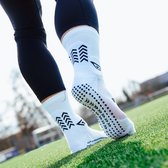 GripElite® Gripsokken Voetbal Wit - Sportsokken - Maat 43-46 - Anti-Blaren - Dubbele Grip - Extra Demping - Coolmax Materiaal - Compressie