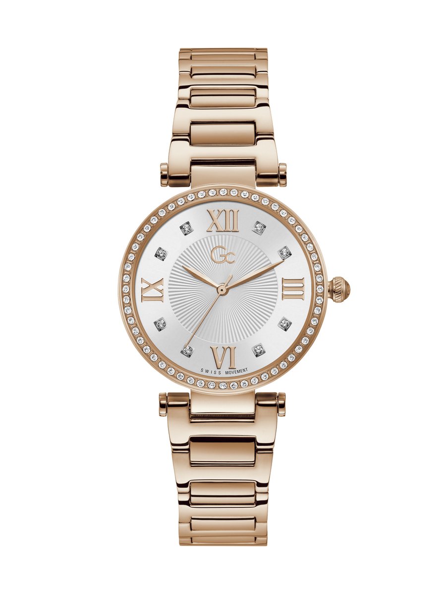 Gc Gc Ladycrystal Quartz Analoog Horloge Rosé Gouden Tint Case: 100% Stainless Steel | Armband: 100% Stainless Steel 34 Y64002L1MF
