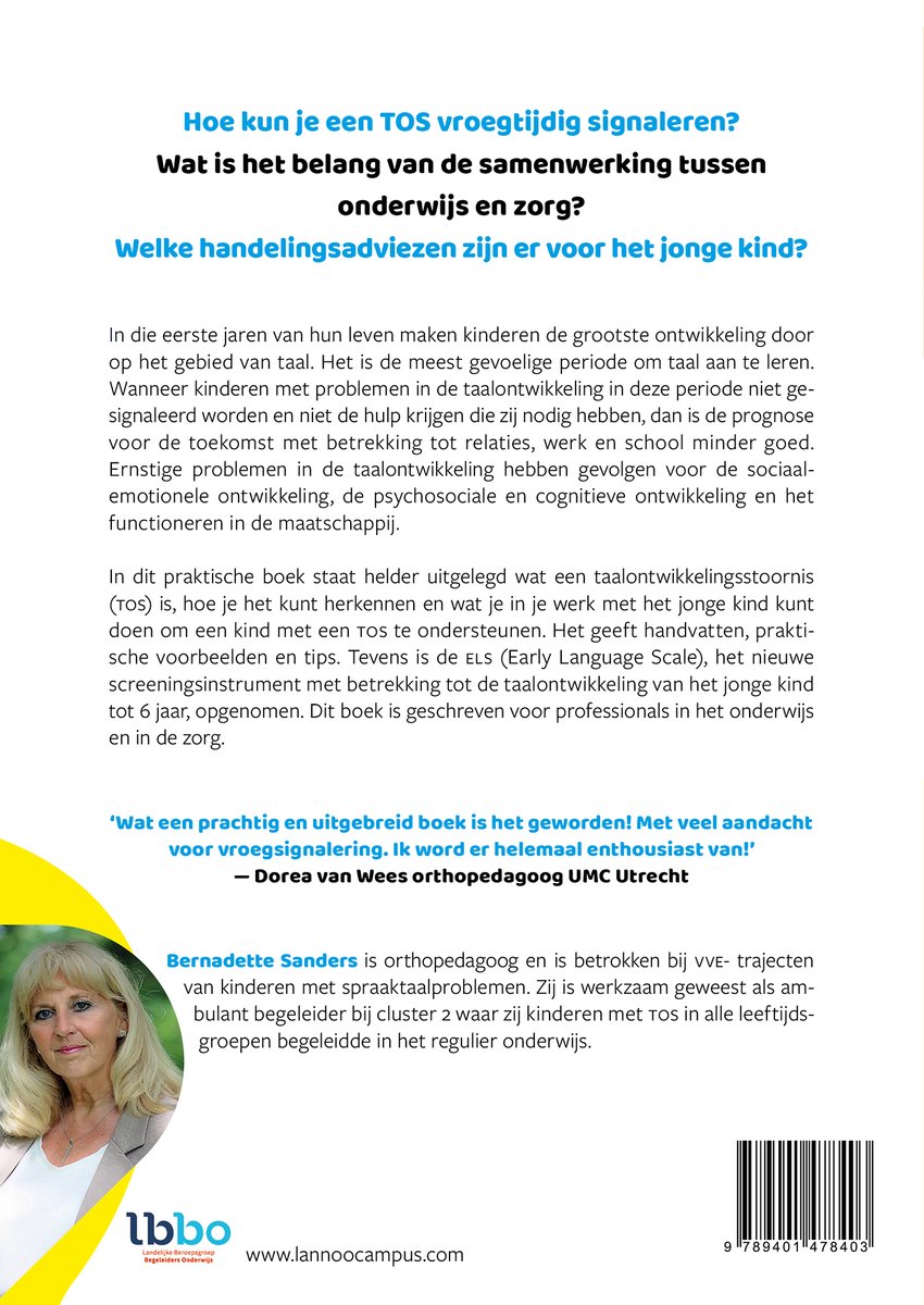 Taalontwikkelingsstoornissen bij het jonge kind (0-8 jaar) - back cover