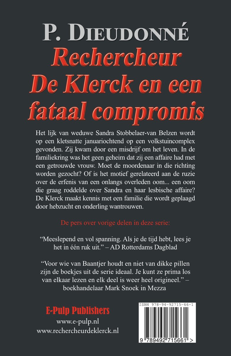 De Klerck 8 - Rechercheur De Klerck en een fataal compromis - back cover
