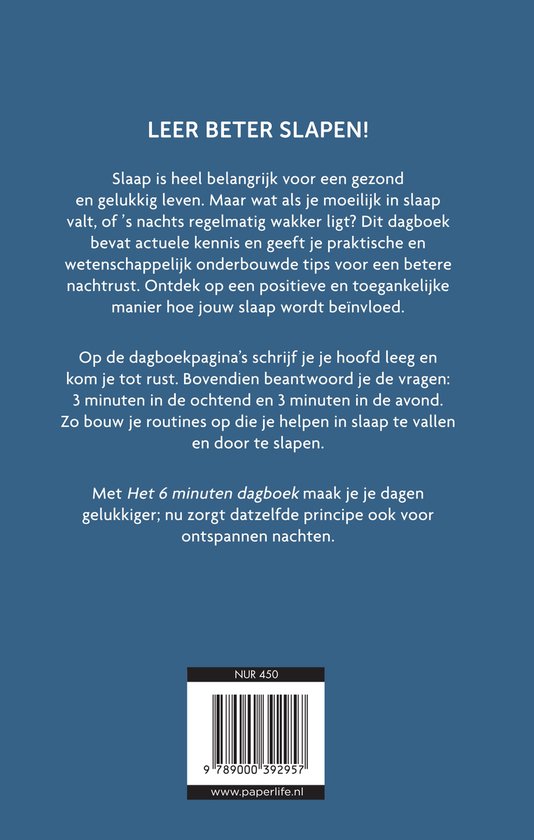 Het 6 minuten dagboek - Het 6 minuten slaapdagboek