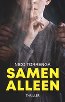 Boekomslag: jongen met vinger voor de lippen, omringd door handen. Titel: Samen Alleen.