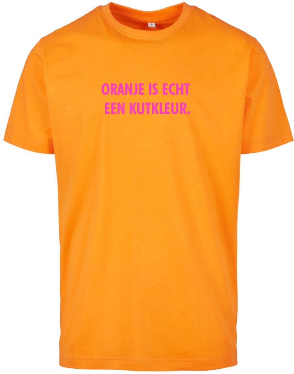 T-shirt oranje 3XL - Oranje is echt een kutkleur- Fluor roze - soBAD. - Koningsdag - Unisex - Oranje - Voetbal - Nederland