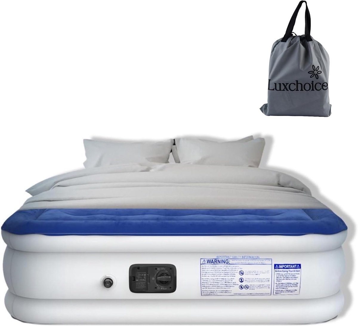 Ergonomisch Zelfopblazend Luchtbed voor 2 Personen - Opblaasbaar Matras met Ingebouwde Pomp voor Camping en Thuisgebruik