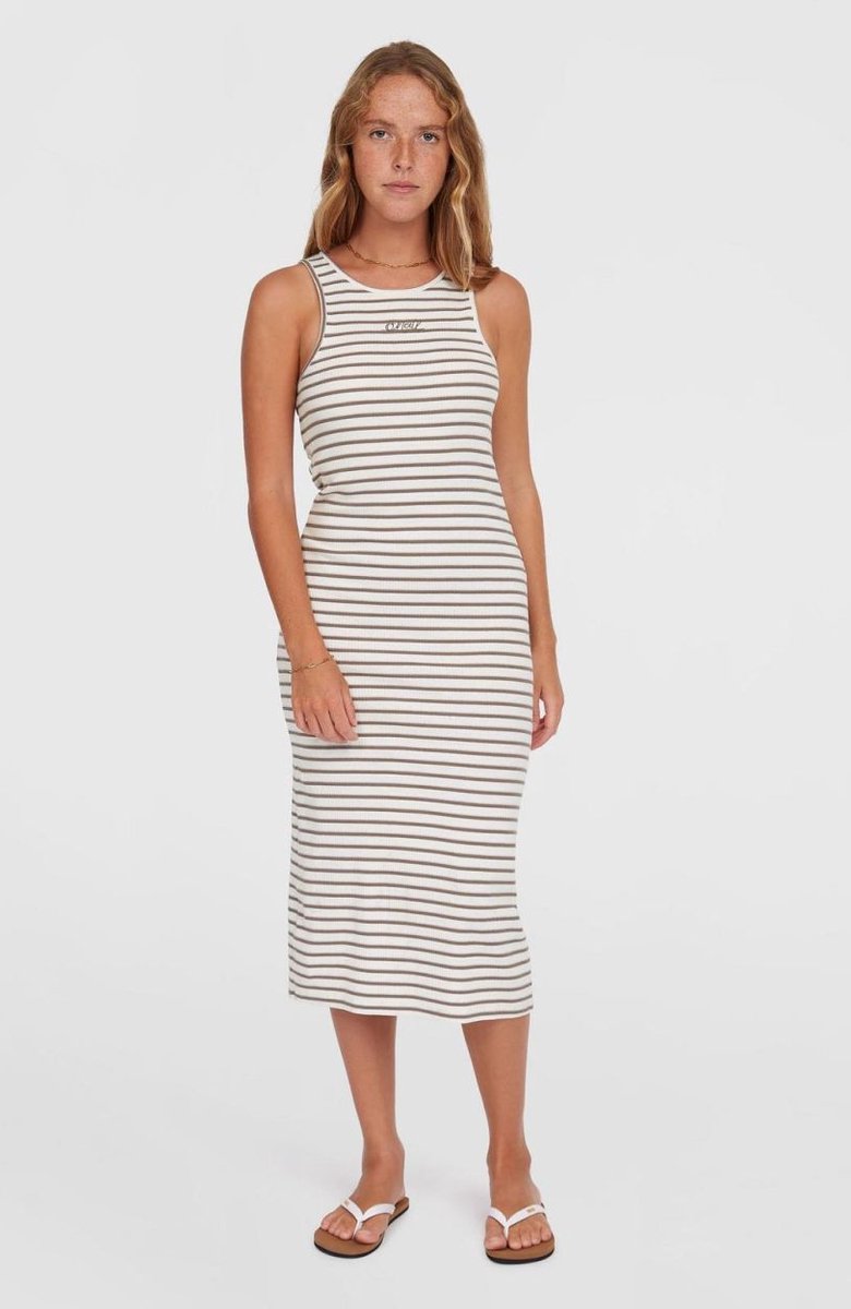 O’neill Jurken O’NEILL JESS MIDI RIB DRESS Wit