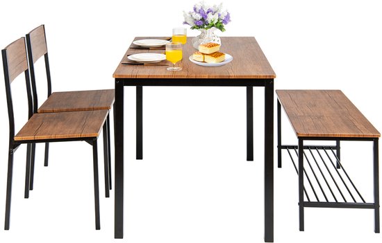 COSTWAY Eettafelset, 3-delig, uittrekbare keukentafel op COSTWAY Eettafelset, 3-delig, uittrekbare keukentafel op