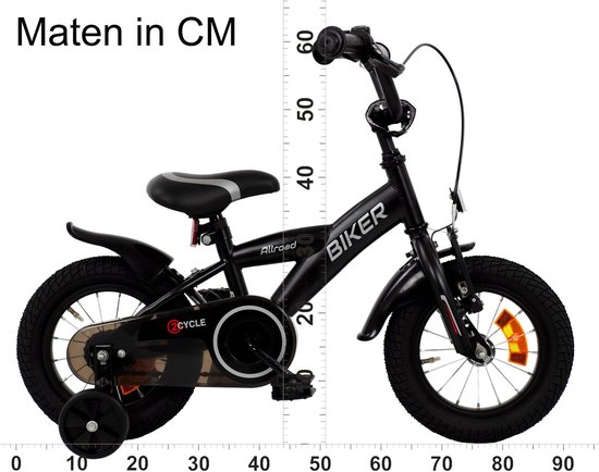 2Cycle Biker - 12 inch - Kinderfiets - Zwart