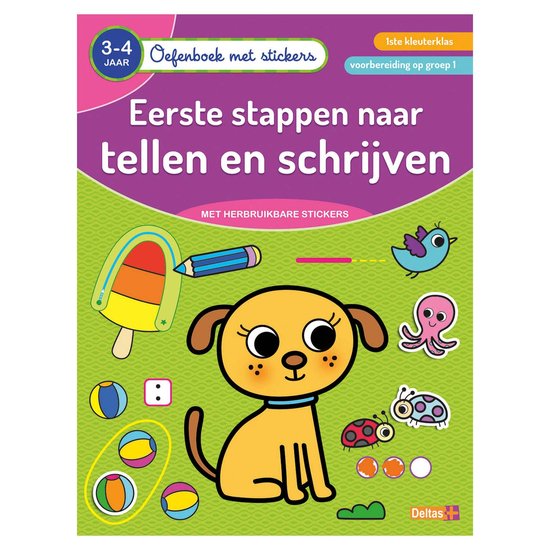 Oefenboek met stickers - Eerste stappen naar tellen en schrijven (3-4 j.)