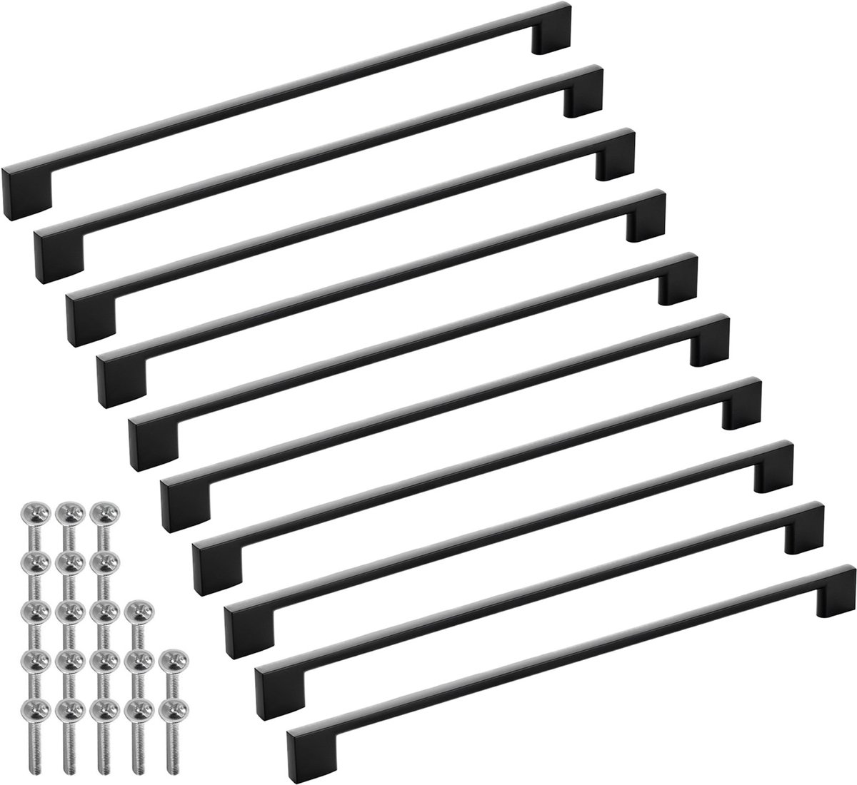 SOTECH 10 stuks meubelgrepen BLACKLINE XII BA 320 mm zwart mat aluminium (lengte 350 mm, breedte 9 mm, hoogte 28 mm) beugelgrepen keukengrepen