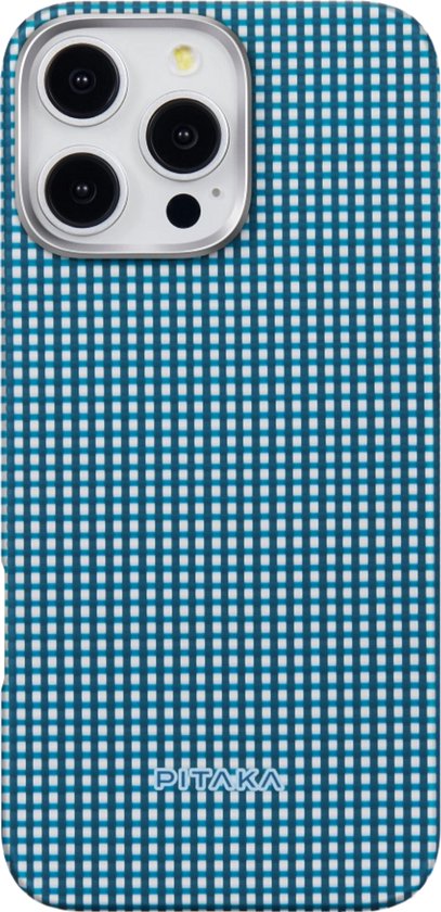 Pitaka Ultra Slim Hoesje iPhone 16 Pro – MagSafe Compatibiliteit – Extra Bescherming Scherm en Camera – Aramide Fiber van Luchtvaartkwaliteit - Blauw