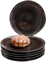 Set de 6 assiettes à dessert et à pâtisserie Zakynthos Reactive Glaze Black - 24327312