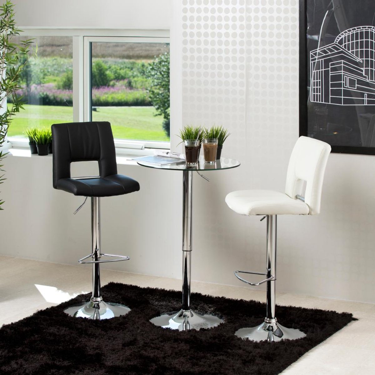 Giga Living Barkruk Wistad - Wit PU Leer - Zithoogte 83cm - Set van 2