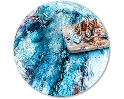Abstract stilleven met eten - Stilleven rond schilderij - Wandobject rond croissant - Abstracte kunst - Design wandcirkel aluminium - Landelijke muurdecoratie - muurcirkel aluminium 40x40 cm