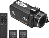 Handycam – Videocamera 4K 56MP – Vlog Camera Voor Beginners – 18x Zoom - Compacte Filmcamera Met Draaibare Flip-Screen – Nachtzicht – Incl 2 Batterijen en Afstandsbediening - Vlogcamera Met Anti-Shake-Functie – Zwart