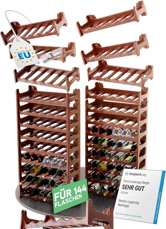 Grizzly Casier à Bouteilles Modulaire Empilable 24 Bouteilles - Range Bouteilles Vin Noir - Sans Montage