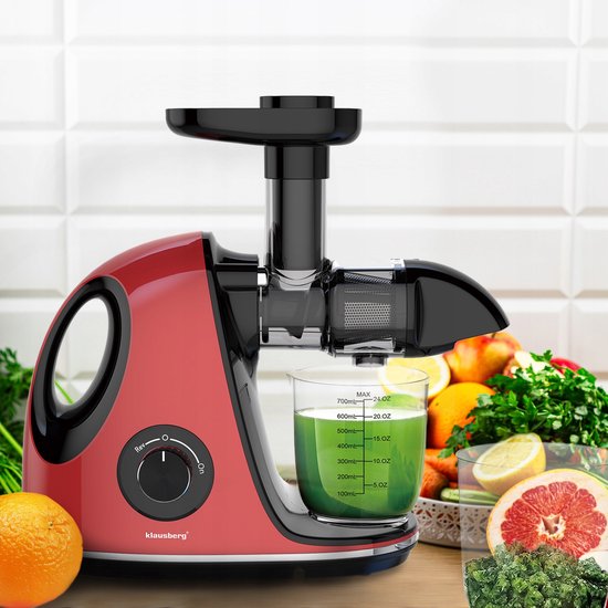 Klausberg Slow Juicer KB-7865 met pulpreservoir - 150W - Stille Juicer voor Groente, Fruit & Kruiden - BPA-vrij - Kersenrood - 700ml van Klausberg — afbeelding 4