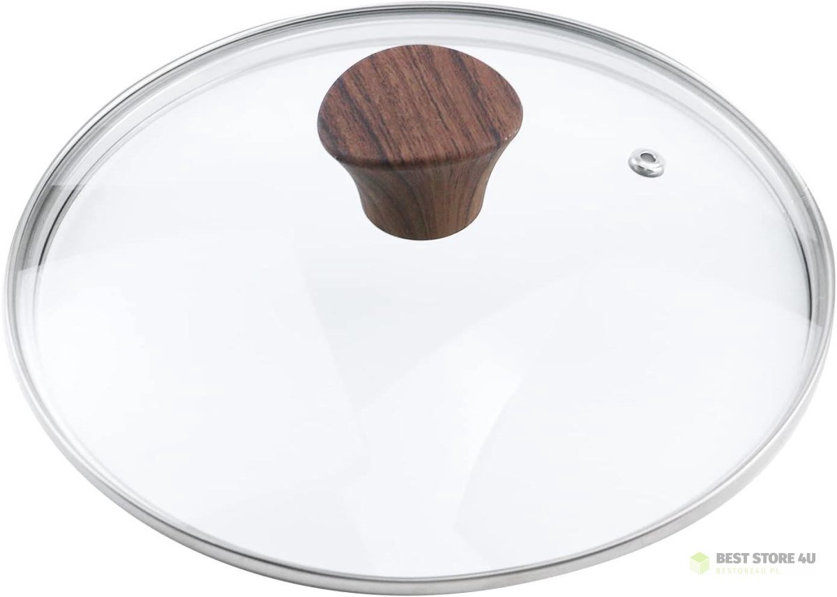 Promis - Glazen Deksel - 30 cm - Hittebestendig - Afneembaar Handvat - Bruin