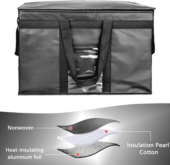 Grote geïsoleerde koeltas - Herbruikbare koeltas voor warm en koud voedsel - Ideaal voor boodschappen en catering — afbeelding 4