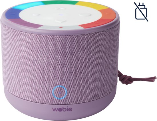 Draadloos 2.1 draagbaar luidsprekersysteem Wobie Box violet Bluetooth Wifi MicroSD Cylinder