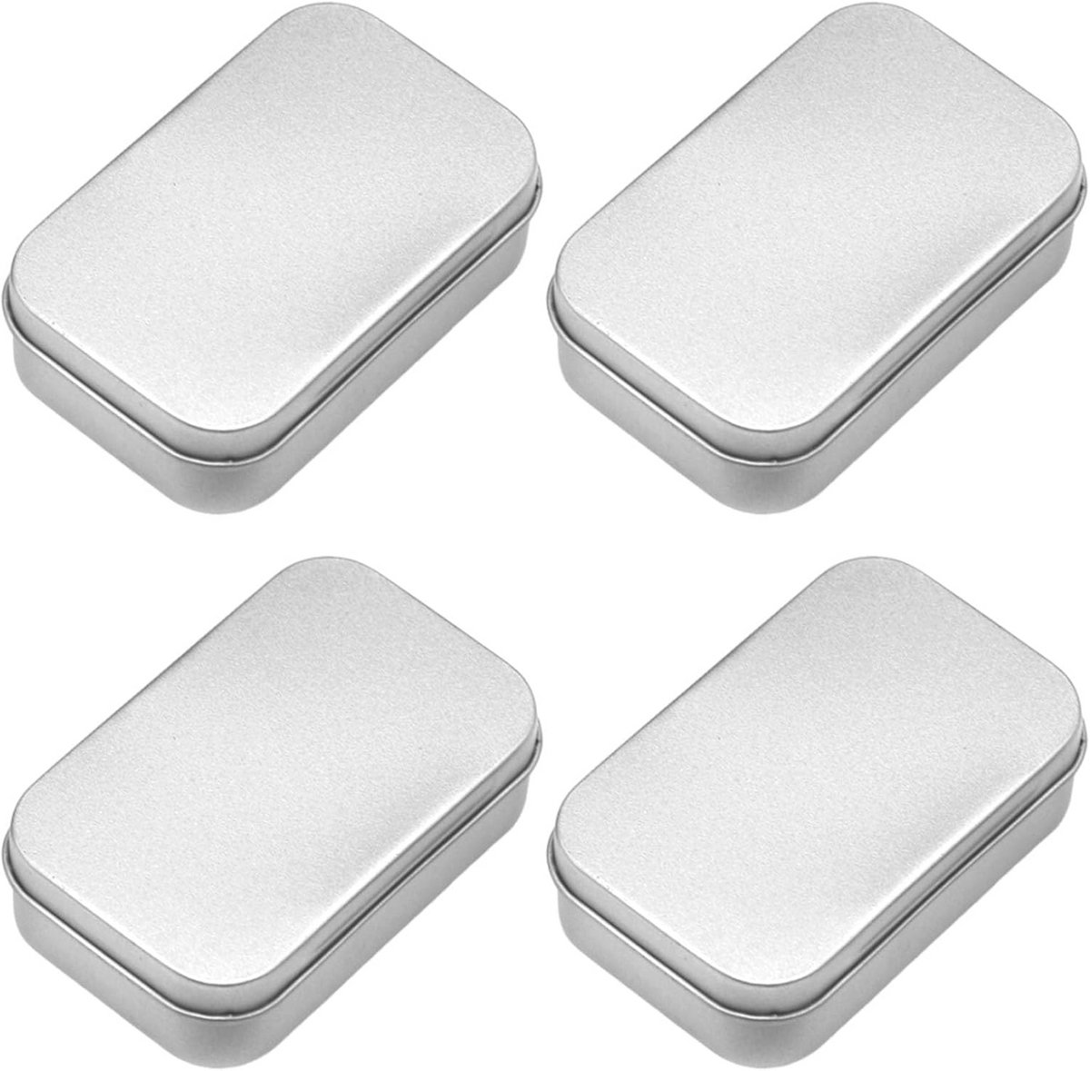 Kleine metalen opbergdozen - 4 stuks rechthoekige opbergdozen met deksel voor snoep en accessoires